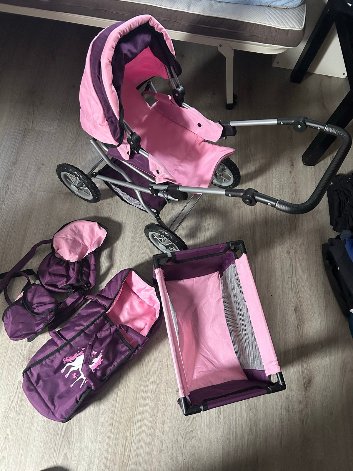 Poppenwagen set met reiswieg en draagzak, Ophalen, Gebruikt, Overige typen