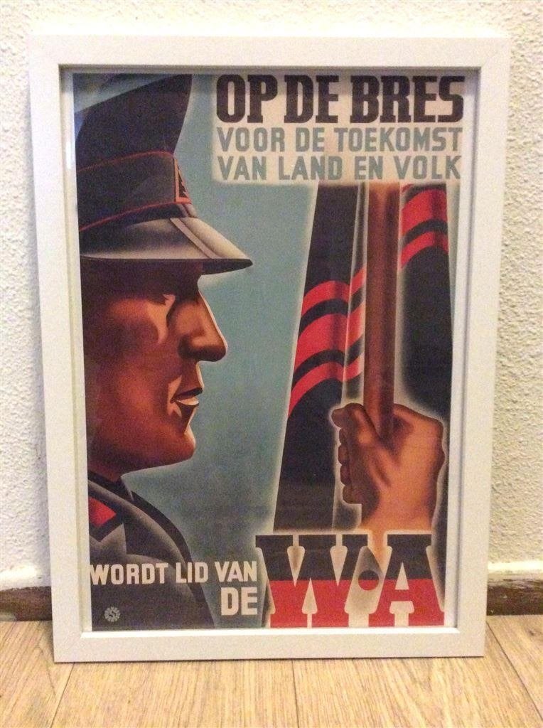 WA op de bres n.s.b Propaganda Affiche in Lijst, Verzenden, Nederland, Foto of Poster