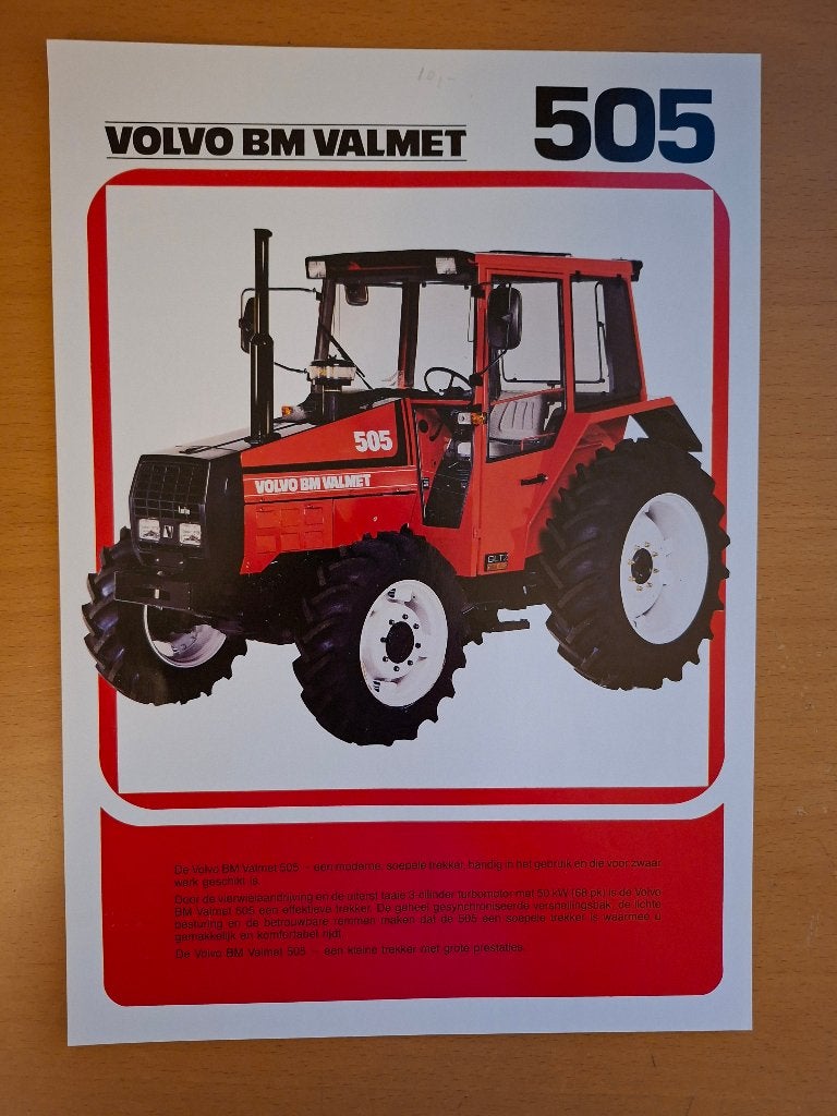 Folder Volvo BM Valmet 505 Nederlandstalig, Ophalen of Verzenden, Gelezen, Tractor en Landbouw