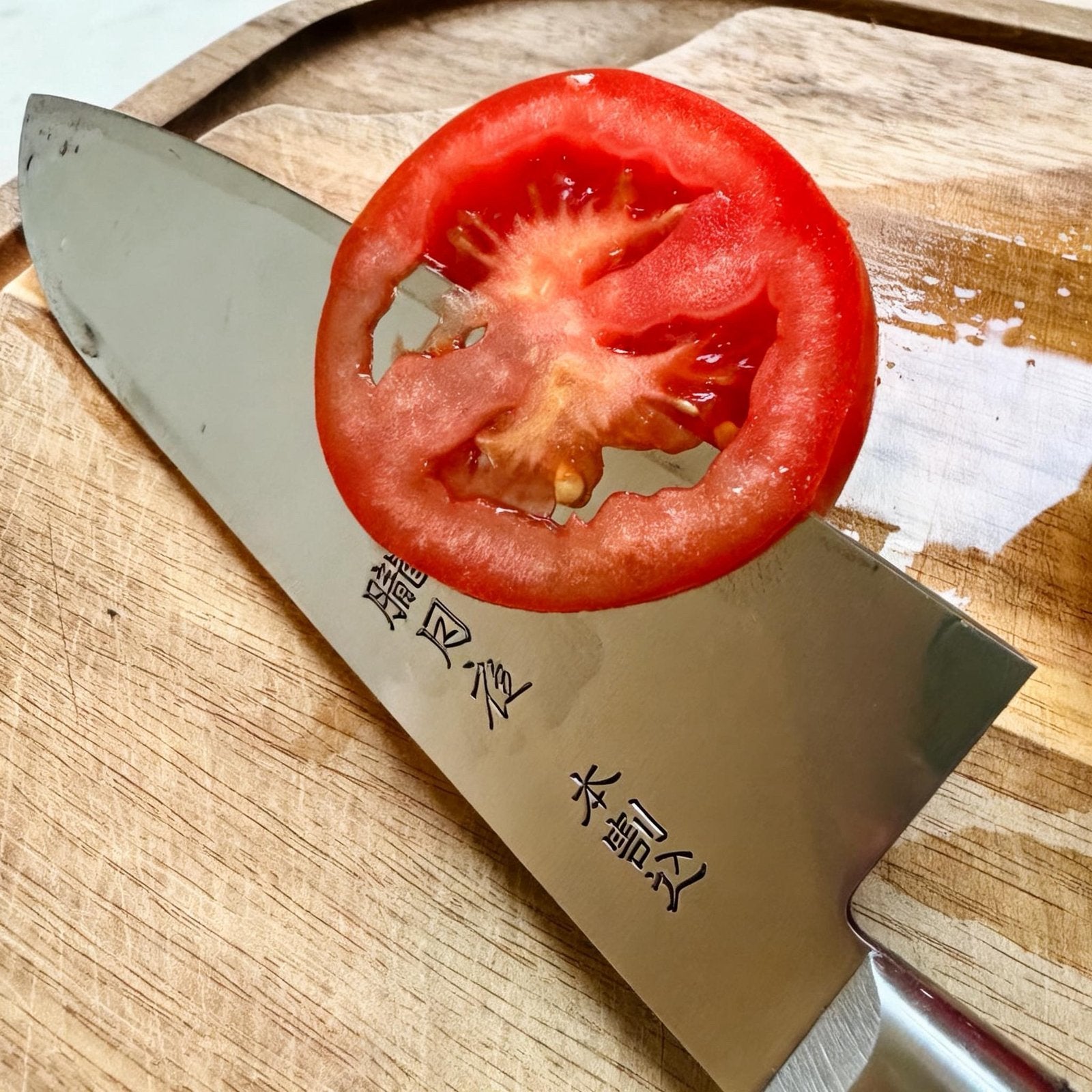 Japans Santoku Koksmes – Aogami / RVS – Vlijmscherp, Huis en Inrichting, Los bestek, Keukenmes, Ophalen of Verzenden, Zo goed als nieuw