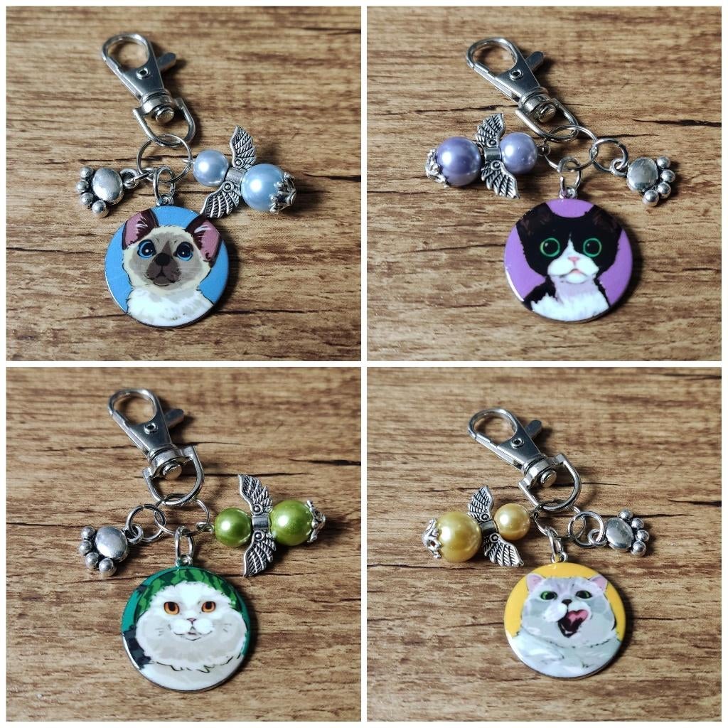 Tas/Sleutelhanger Katten Poezen Cats met beschermengeltje, Verzenden, Nieuw