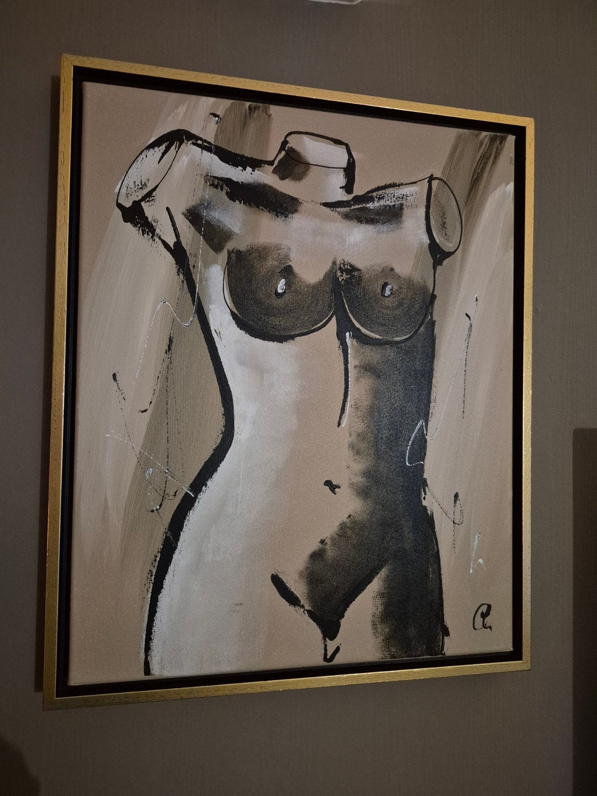 Schilderij 'Torso' met echtheidscertificaat, Ophalen of Verzenden, Figuren