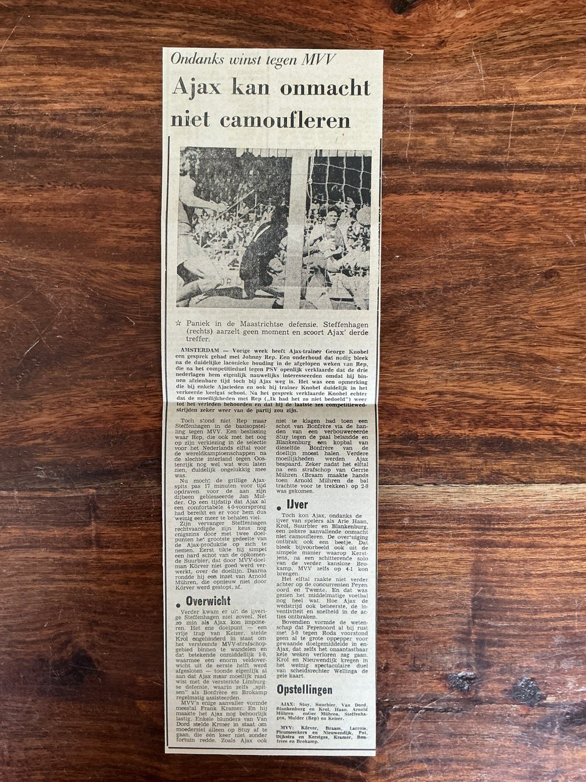 Voetbal krantenartikel Ajax MVV april 1974 Steffenhagen, Ophalen of Verzenden, Knipsel(s)