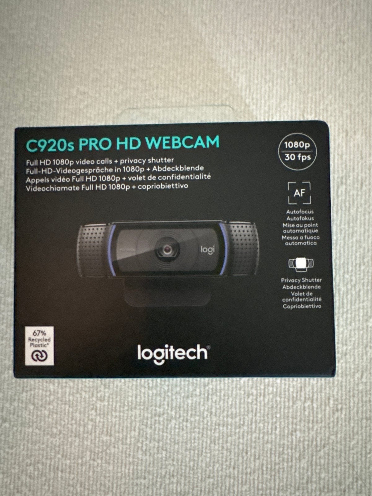 Logitech C920s Pro HD Webcam - Nieuw in doos, Computers en Software, Nieuw, Ophalen of Verzenden, Windows, Monitorclip