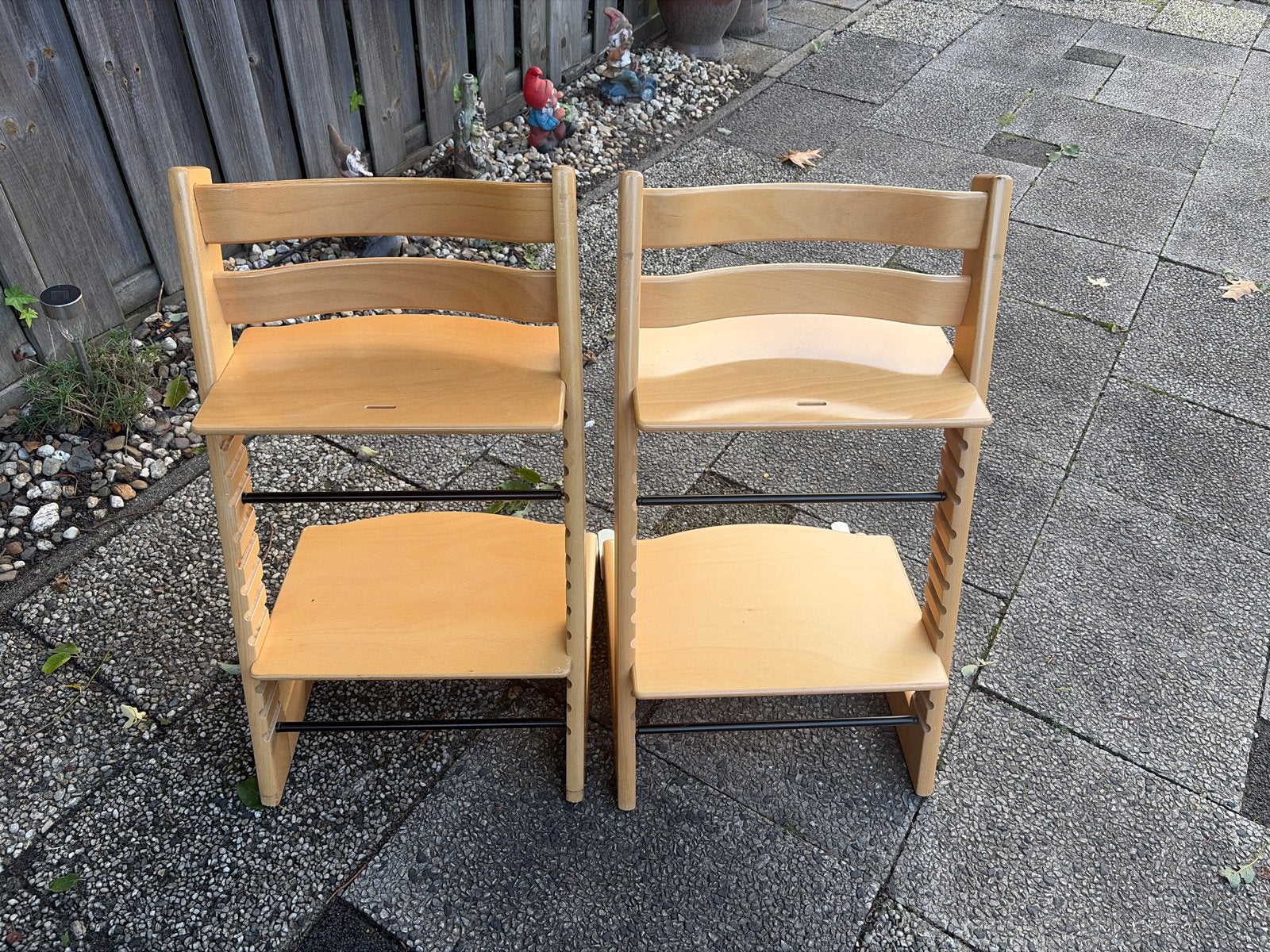 Twee Stokke Tripp Trapp meegroeistoelen, naturel hout, Ophalen, Gebruikt, Meegroeistoel, Aanschuifbaar