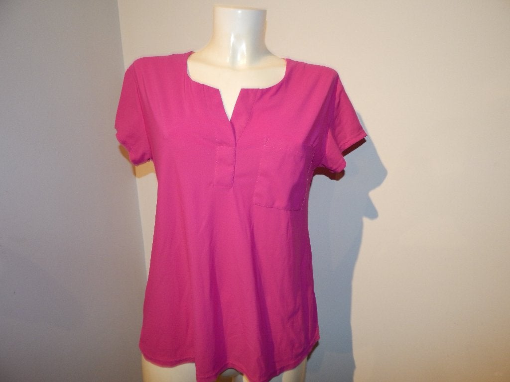 Studio Anneloes travel stof shirt fucia cyclaam kleur S/M, Kleding | Dames, Studio Anneloes, Verzenden, Zo goed als nieuw, Korte mouw