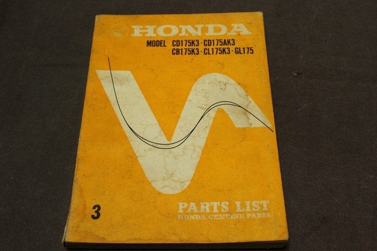 Honda CD175 K3 CB175 CL175 GL175 1970 motorcycle parts list, Ophalen of Verzenden, Honda