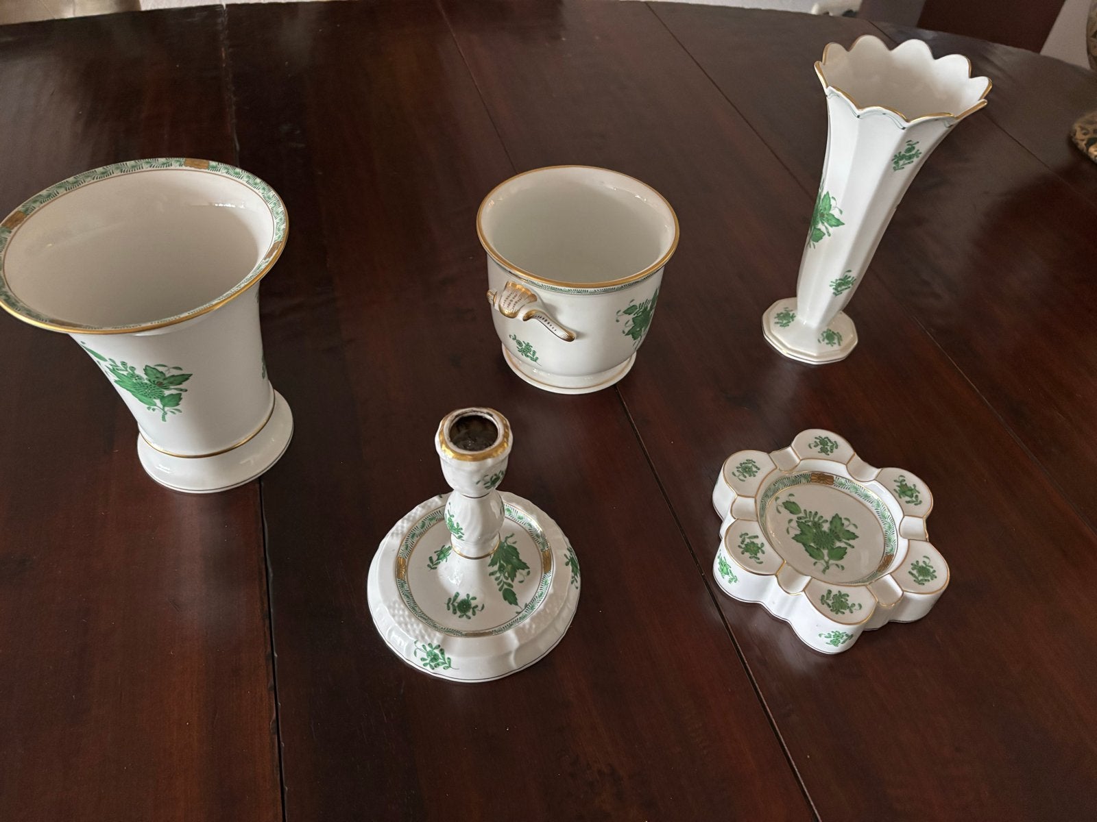 Herend Porselein Set - Groene Chinese Boeket Decoratie, Antiek en Kunst, Ophalen of Verzenden