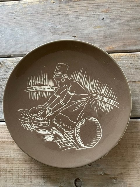 Porseleinen kunst bord France Marot. Zuid Afrika. Zulu vrouw, Antiek en Kunst, Kunst | Niet-Westerse kunst, Ophalen