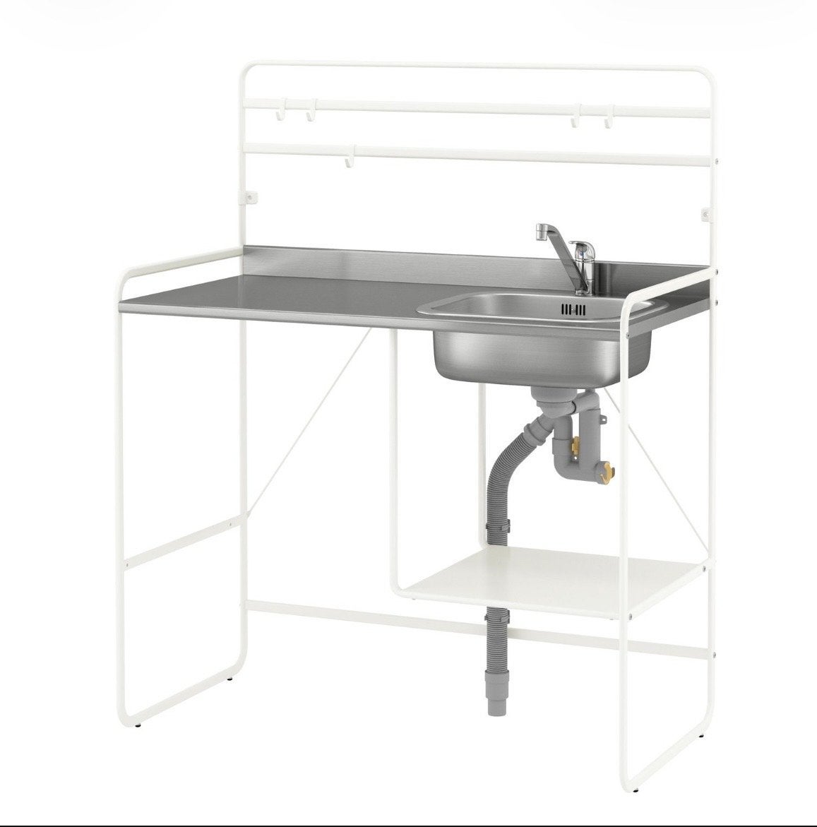 IKEA Kitchenette met kraan en sifon, Ophalen, IKEA, Metaal, Wit