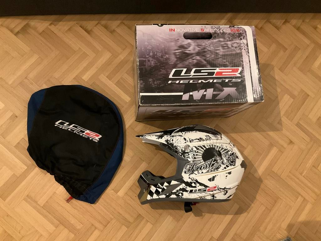 LS2 MX437 Fast Mini Crosshelm - Wit/Zwart, Motoren, Overige merken, Offroadhelm, Ophalen of Verzenden, S