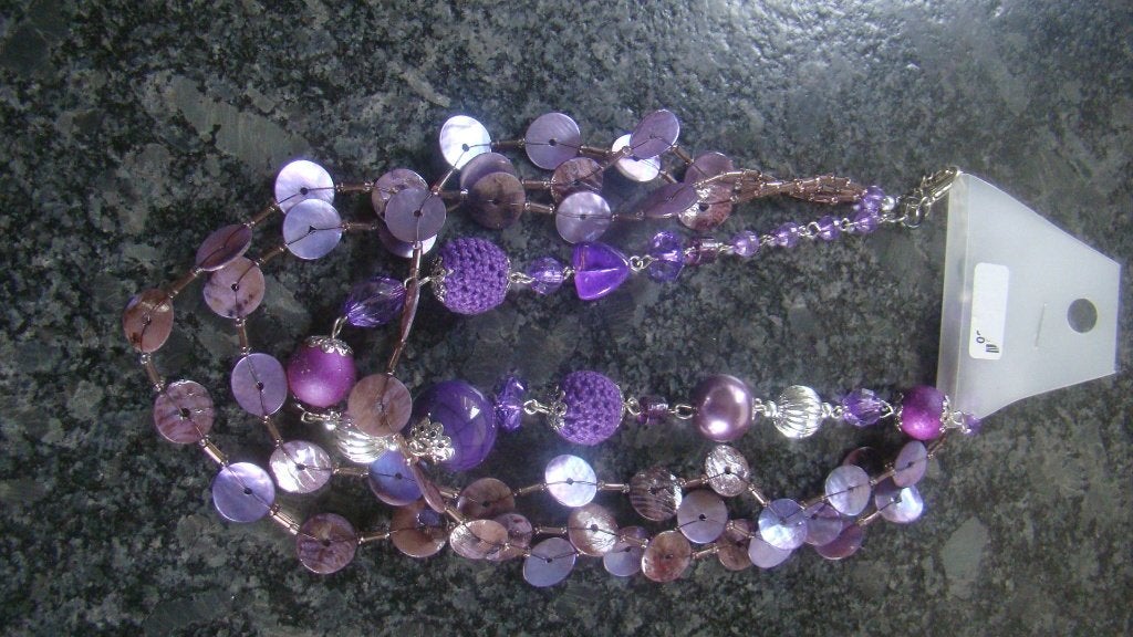 Halsketting, Sieraden, Tassen en Uiterlijk, Kettingen, Overige materialen, Verstelbaar, Paars, Nieuw