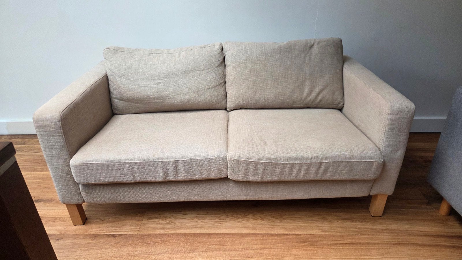Beige bank, tweezitsbank, Ophalen, Gebruikt, 150 tot 200 cm, Tweepersoons