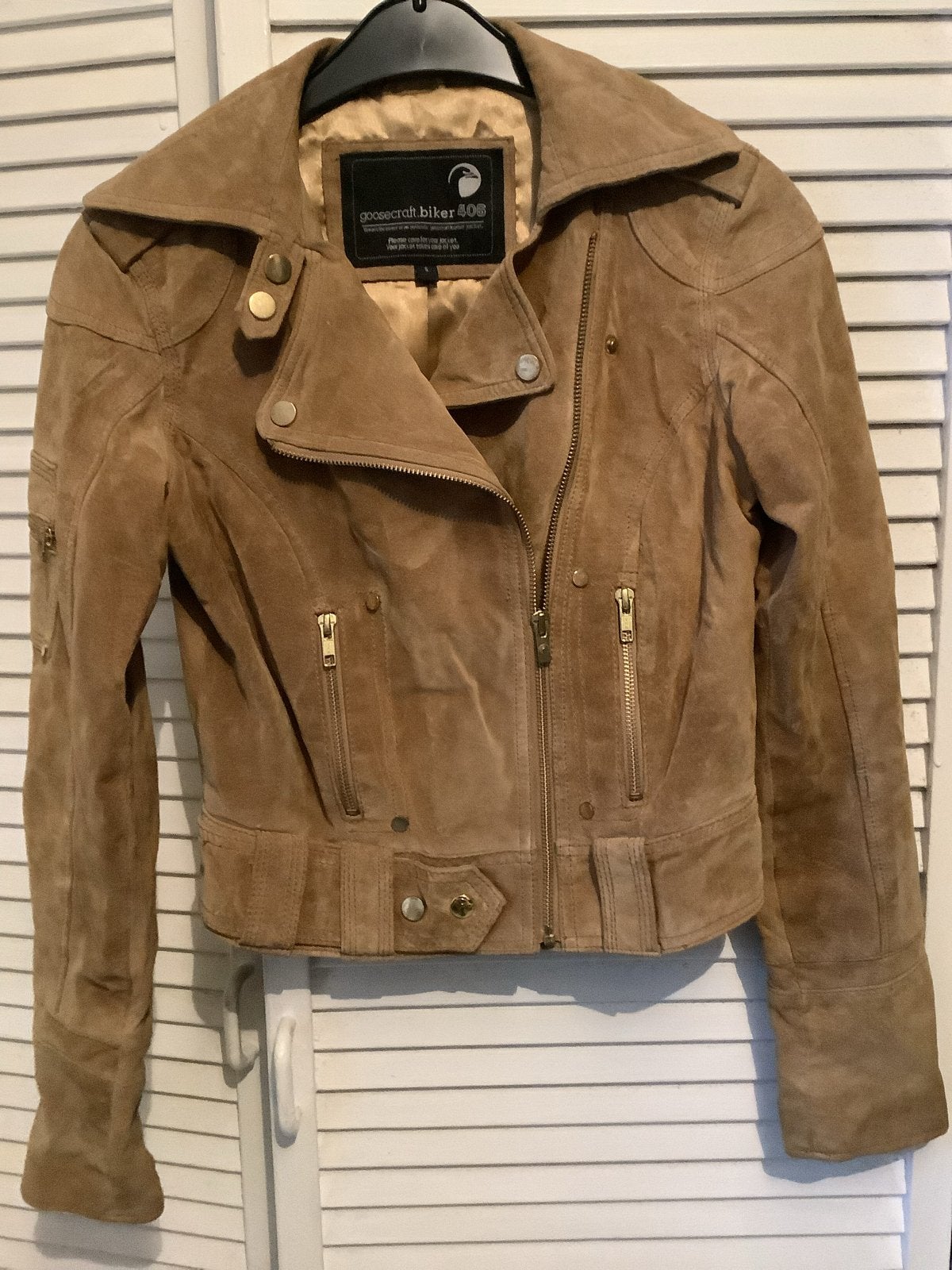 Goosecraft Biker 406 suède leren jas maat S, Ophalen of Verzenden, Zo goed als nieuw, Maat 36 (S), Bruin