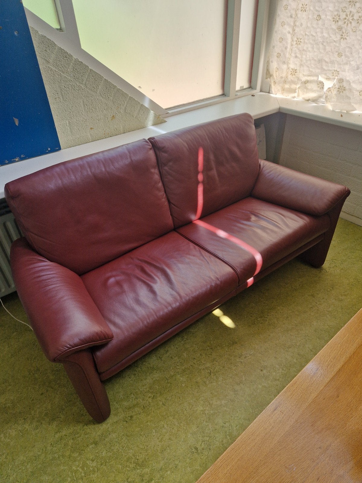 Schillig 2 zits donker rood leer, Ophalen, Gebruikt, 150 tot 200 cm, Tweepersoons
