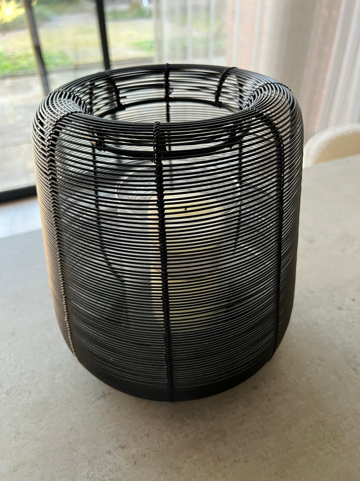 Groot windlicht Light & Living met Rivièra Maison kaars, Windlicht, Zwart, Ophalen of Verzenden, Zo goed als nieuw