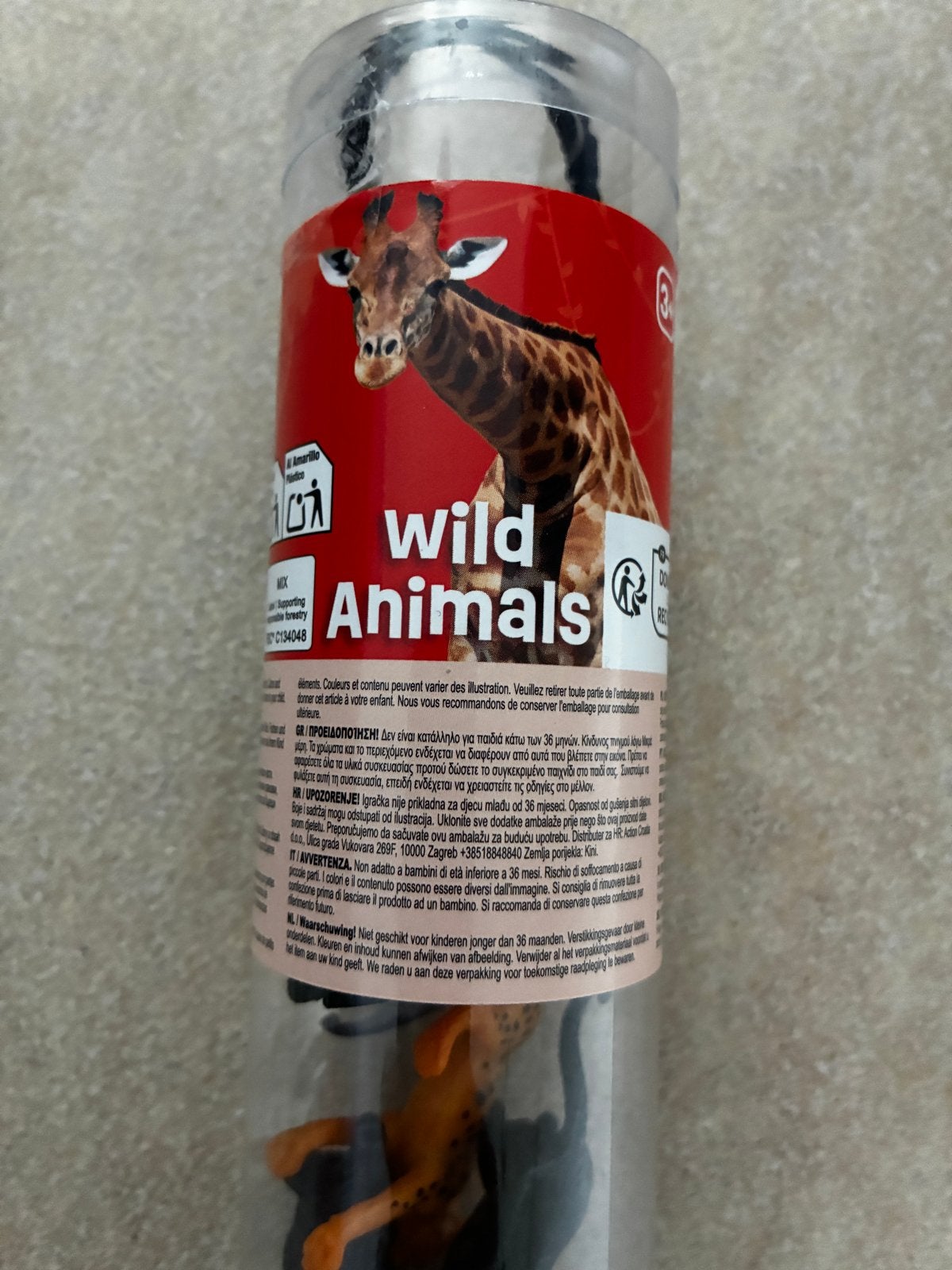 Kunststof speelgoed wilde dieren set in koker, Ophalen of Verzenden, Nieuw