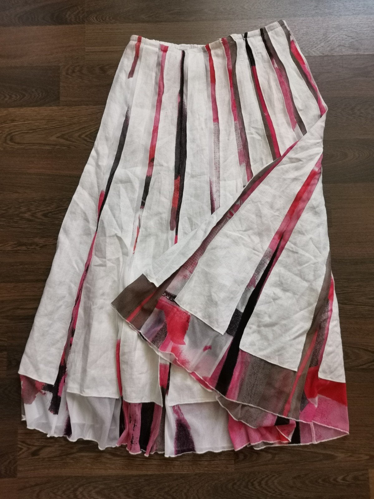 Linnen lange jurk bohostyle, Verzenden, Wit, Maat 42/44 (L), Tia