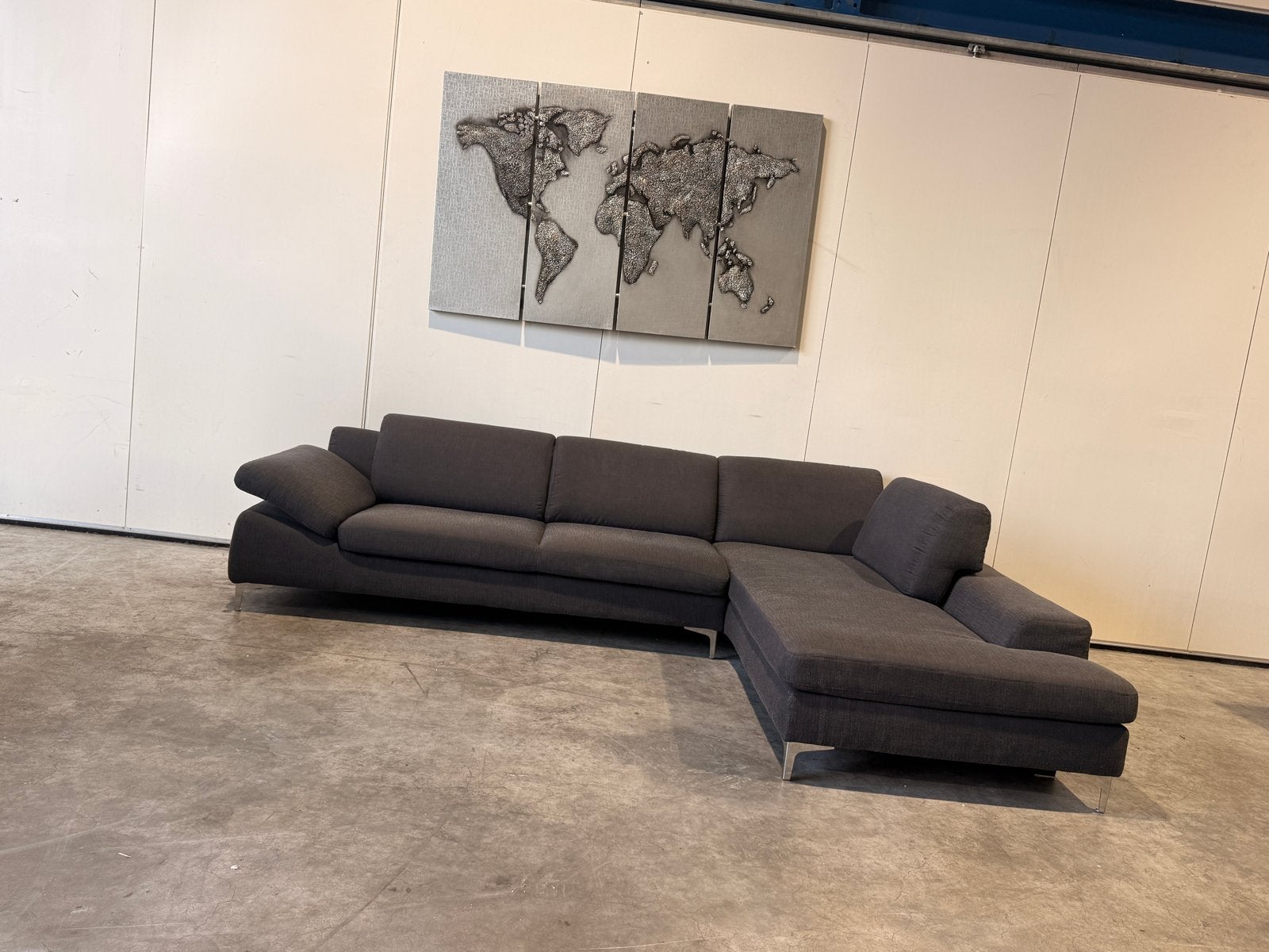 Moderne Hoekbank - Grijs Stof - Zo goed als nieuw, 250 tot 300 cm, Hoekbank, Hoekbank, 75 tot 100 cm