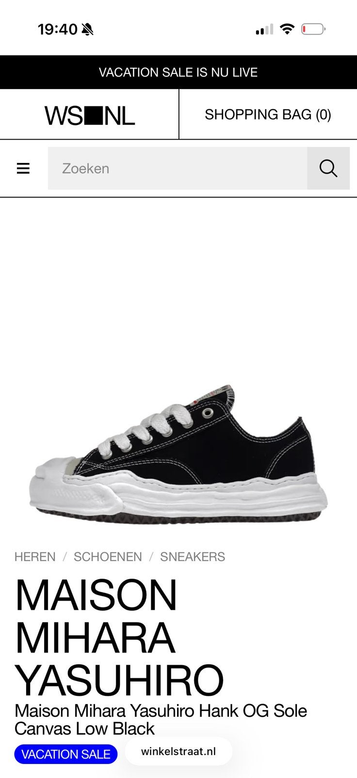 Maison Mihara Sneakers, Ophalen, Nieuw, Zwart