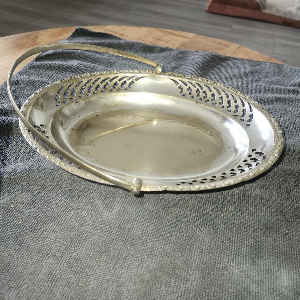 Antieke verzilverde Bonbonmand met handvat, Antiek en Kunst, Ophalen