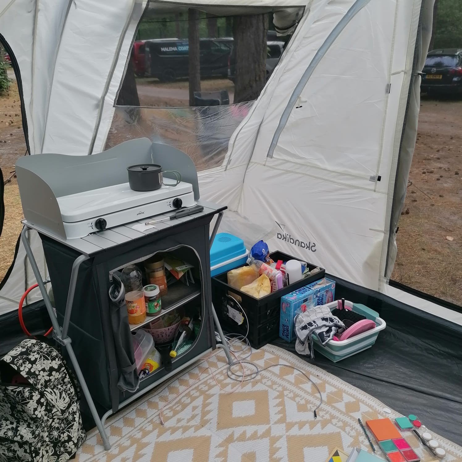 4 pers tent Skandica, Ophalen, Zo goed als nieuw, Campingtafel