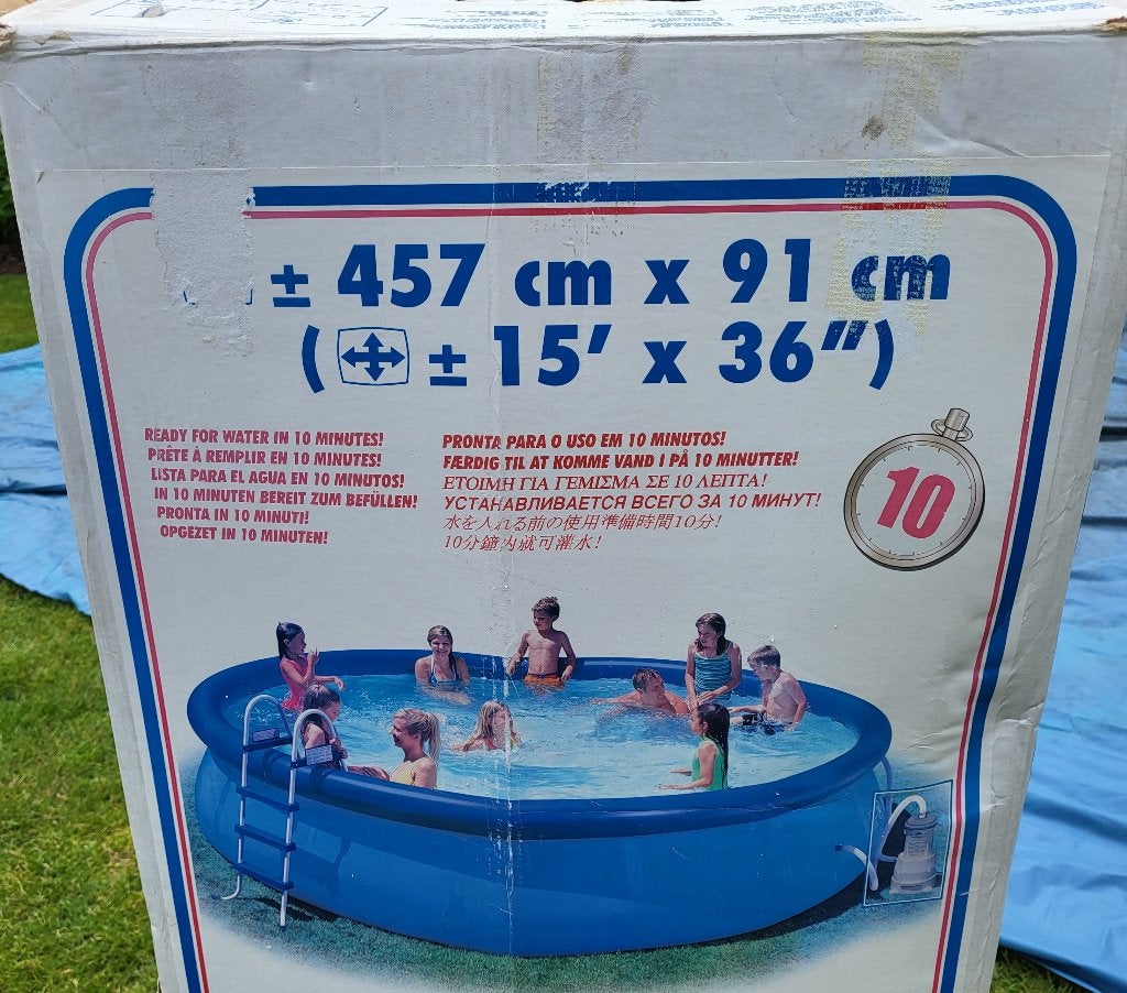 groot zwembad, Tuin en Terras, Zwembaden, Gebruikt, Opzetzwembad, 80 tot 120 cm, 400 cm of meer, 300 cm of meer, Rond, Ophalen
