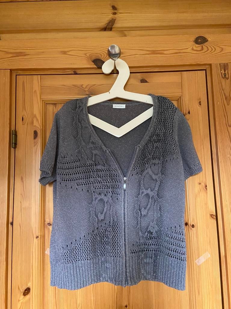 Vest grijs rits oto 58 lengte 83 maat XL bonita korte mouw, Ophalen of Verzenden, Zo goed als nieuw, Maat 46/48 (XL) of groter