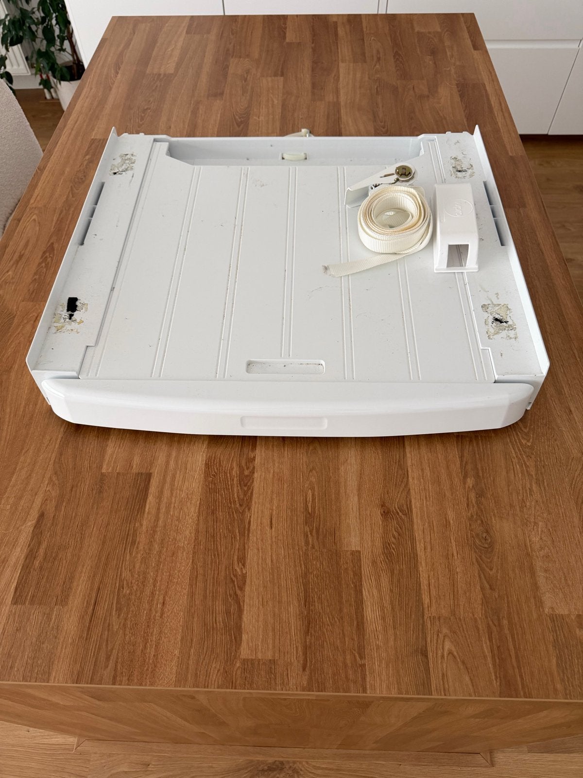 Wpro stapelkit wasmachine/droger met uitschuifbaar werkblad, Ophalen, Gebruikt