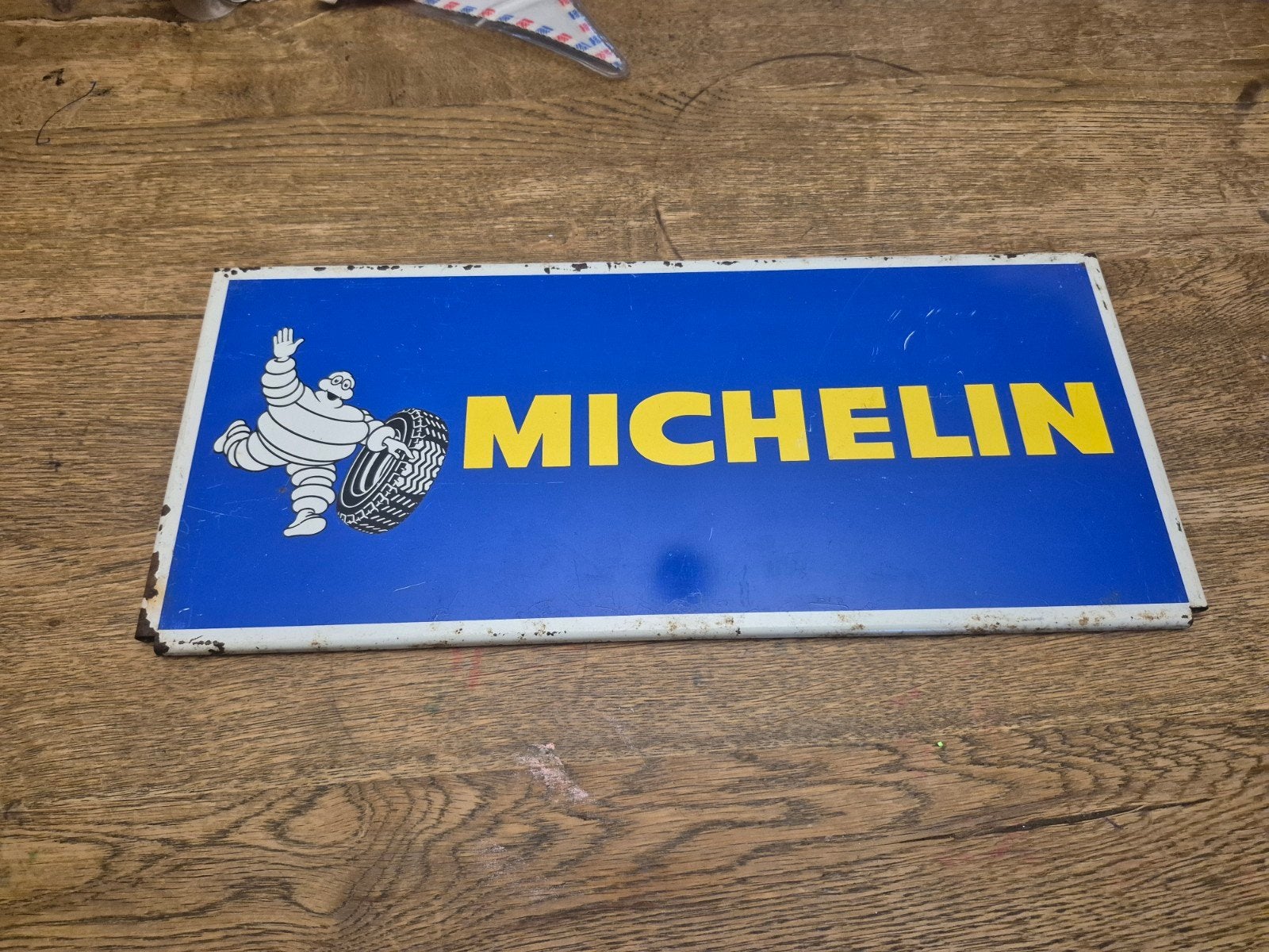 Vintage Michelin blikken reclamebord, Verzamelen, Merken en Reclamevoorwerpen, Ophalen of Verzenden, Gebruikt, Reclamebord