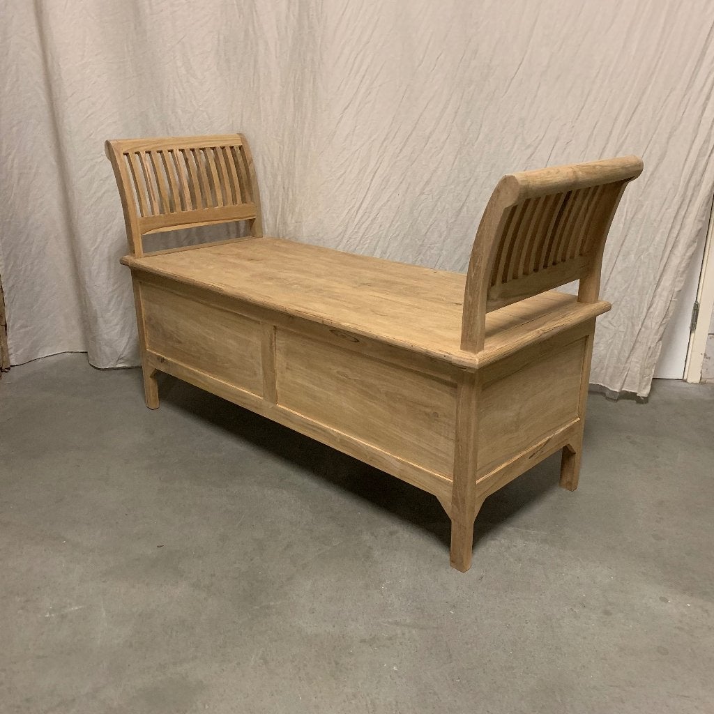 opbergkist - bankje met klep - teakhout - Gratis bezorgd, 100 tot 150 cm, Taag 63, 2491 CS, Den Haag (Forepark), Teakhout, Nieuw