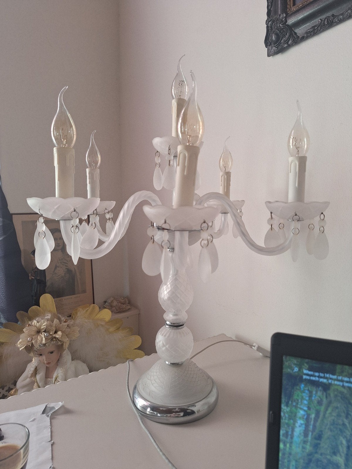 zware staande kroonluchter glas, Ophalen, Zo goed als nieuw, Glas
