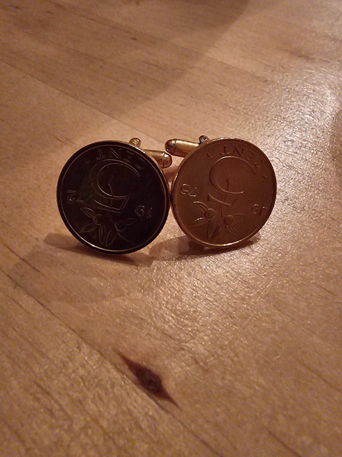 Manchetknopen met 5 Cent munten - Uniek en stijlvol, Sieraden, Tassen en Uiterlijk, Ophalen of Verzenden, Gebruikt, Overige materialen