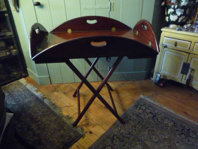 Hele grote prachtige Butlertray gelakt hout 120x90x79cm hoog, Ophalen, Gebruikt, 200 cm of meer, Overige houtsoorten