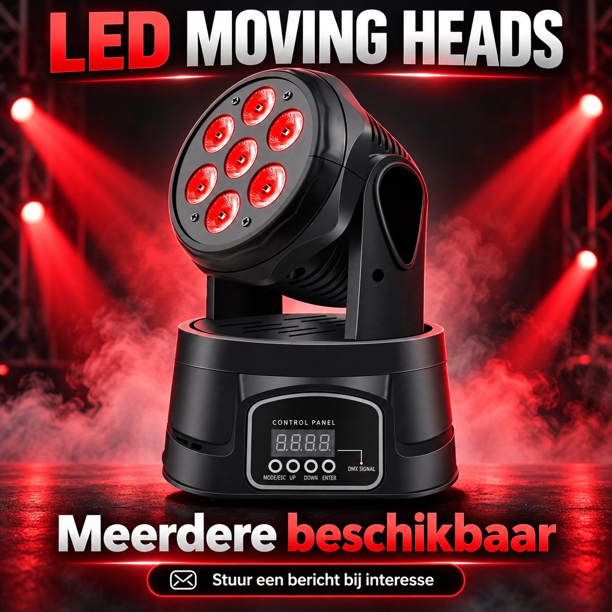 Nieuwe Moving Head – 7x10W RGBW – DMX, Ophalen of Verzenden, Nieuw, Licht, Geluidgestuurd