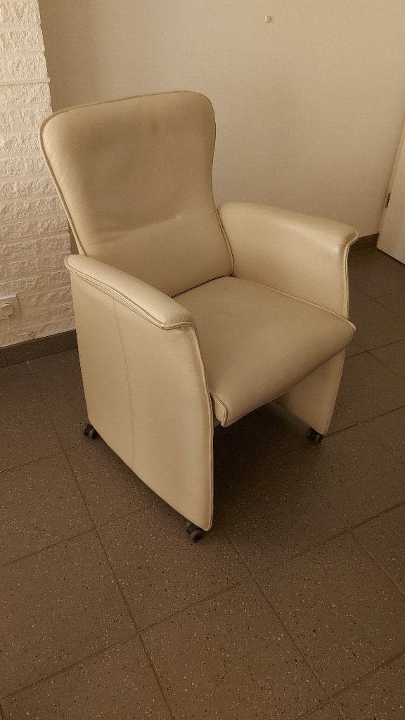 4 leren eetkamerstoelen, Ophalen, Gebruikt, Wit, 50 tot 100 cm
