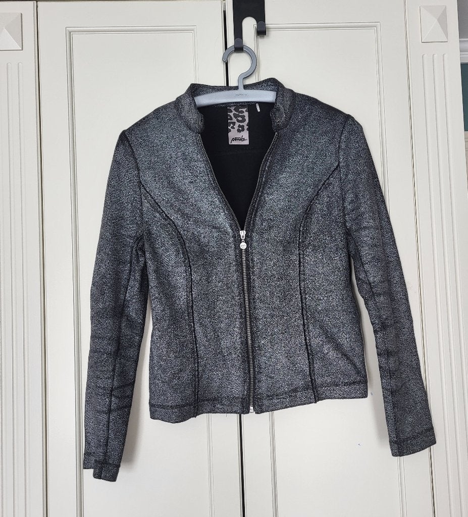 Poools vest, zwart, zilver, stevig, maat S, Ophalen of Verzenden, Zo goed als nieuw, Maat 36 (S), Grijs
