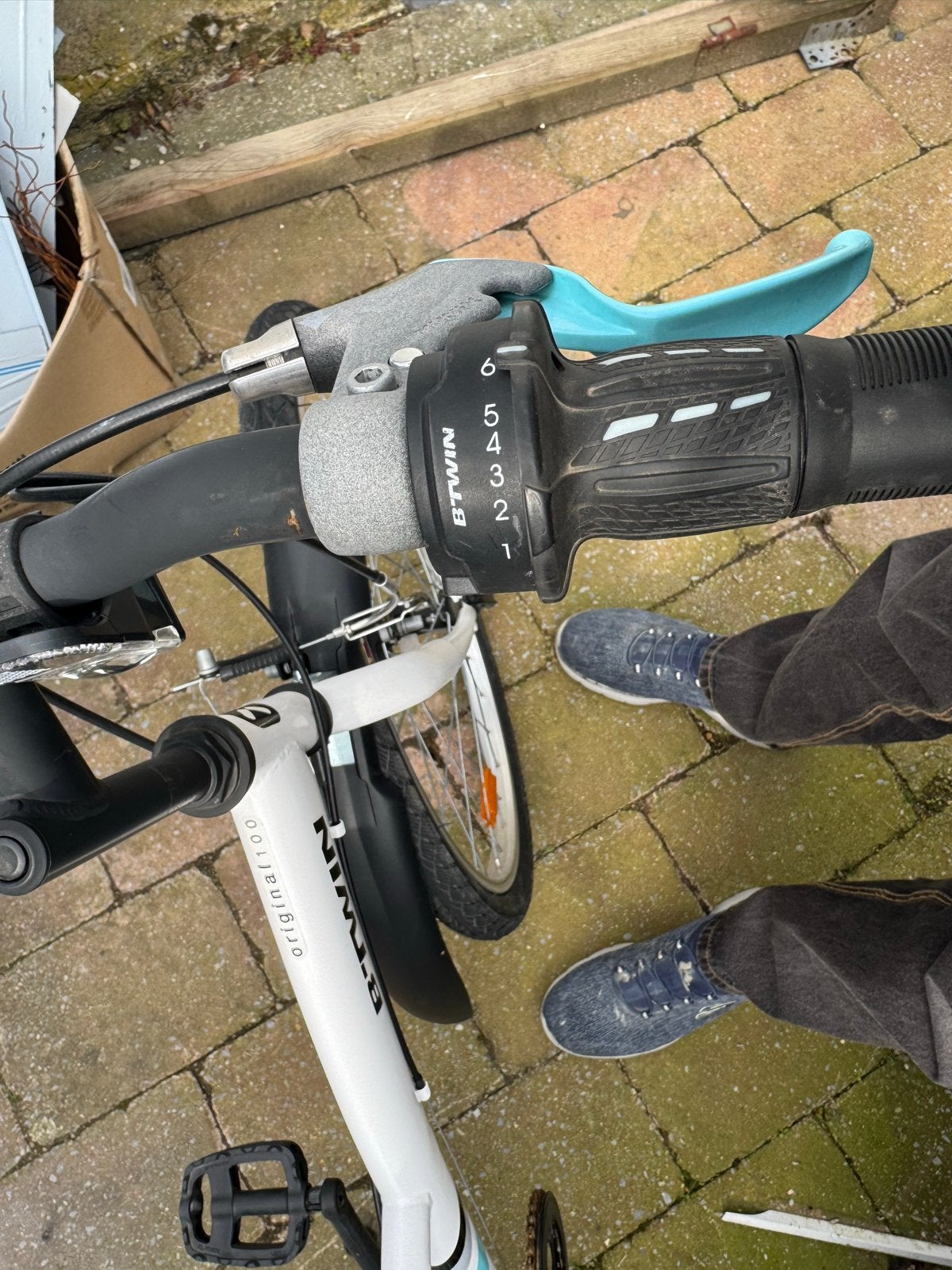 Jongensfiets B'Twin Original 100 - Wit/Blauw, Gebruikt, Velgrem, Versnellingen, Minder dan 49 cm