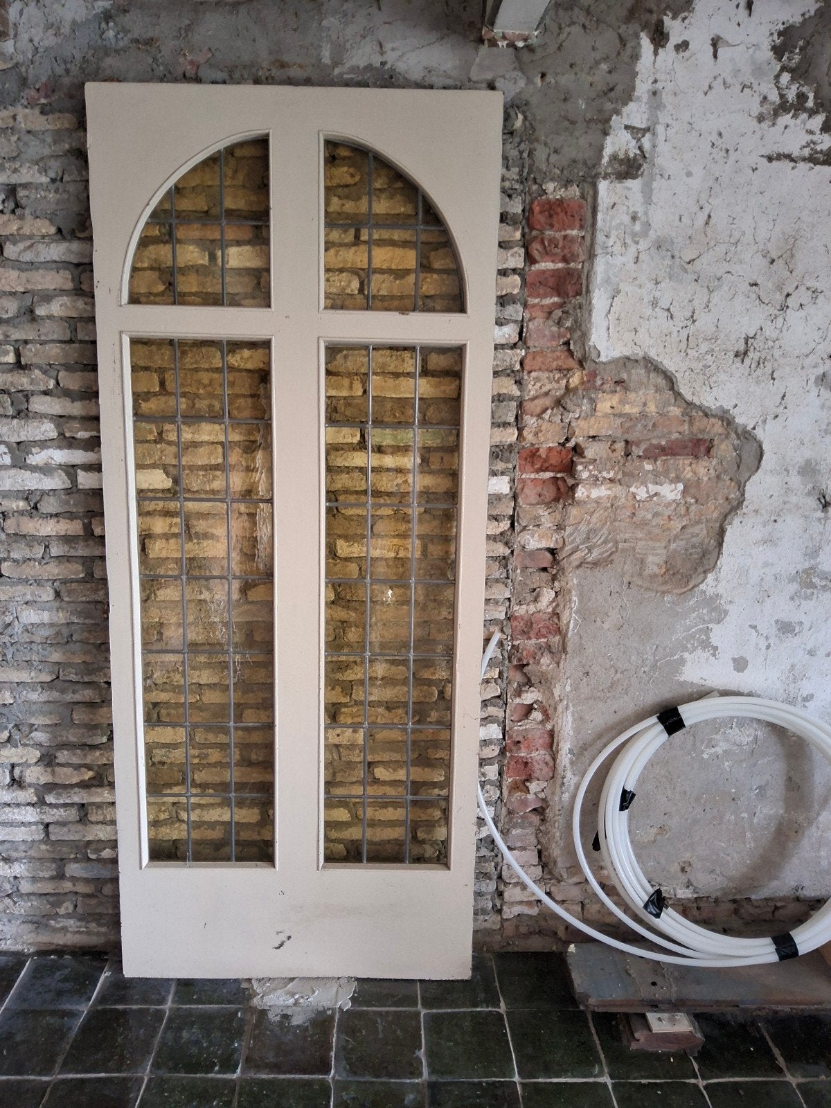 Deur : Glas in lood raamwerk, Ophalen, 80 tot 100 cm, Binnendeur, 200 tot 215 cm
