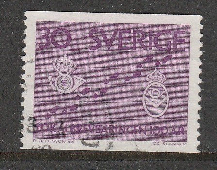 Zweden 1962 - Voetstappen van de postbode, Ophalen, Zweden, Gestempeld