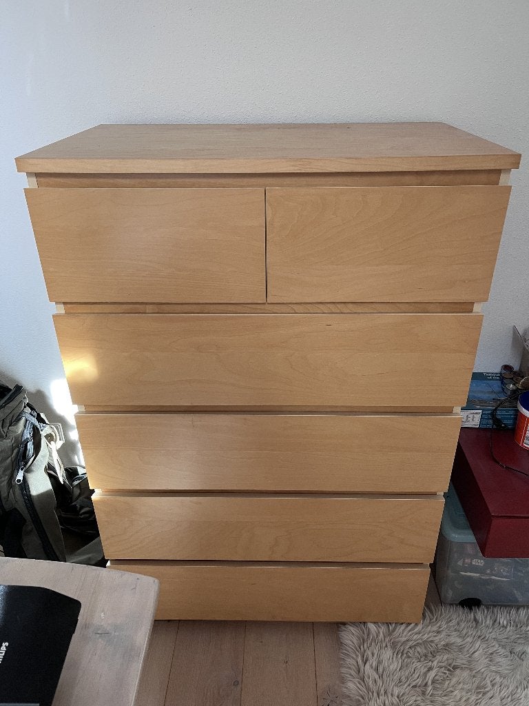 ladekast Malm Ikea eikenfineer 6 lades, Huis en Inrichting, Ophalen, Overige materialen, 5 laden of meer, 100 tot 150 cm