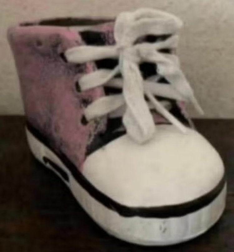 Kraamkado meisje meid; roze rose schoentje keramiek veters, Kinderen en Baby's, Kraamcadeaus en Geboorteborden, Ophalen of Verzenden