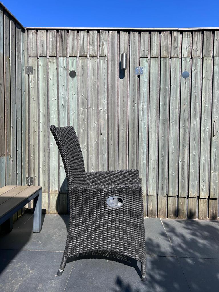 6 Comfortabele verstelbare wicker tuinstoelen, Ophalen, Gebruikt, Kunststof
