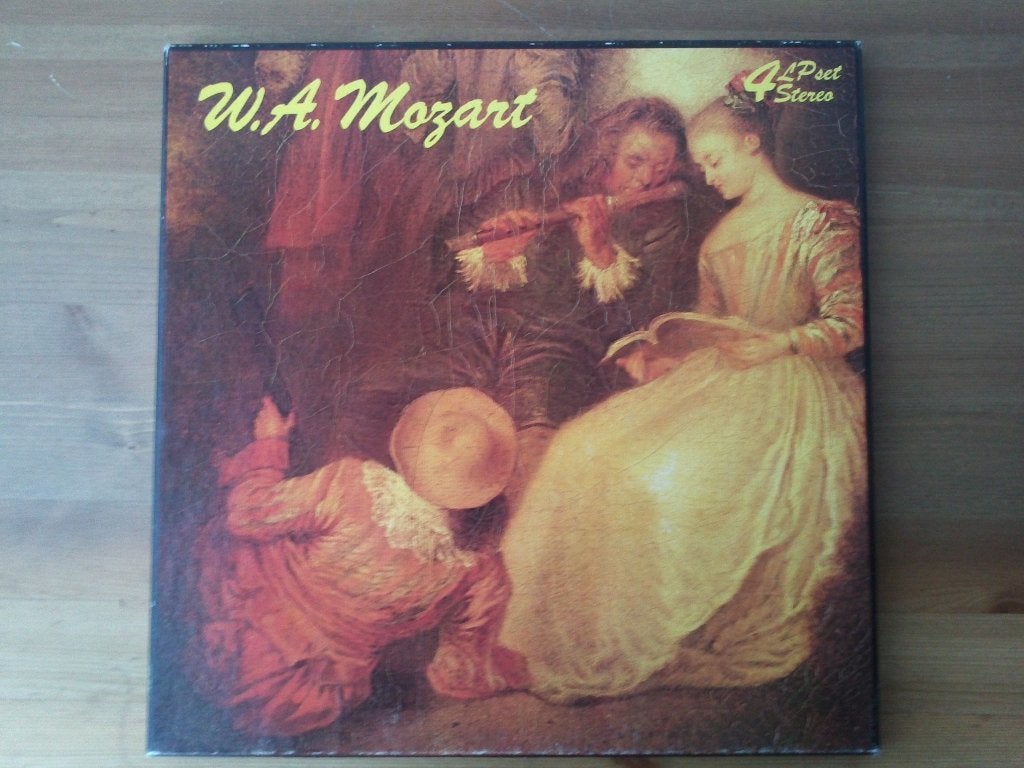 Mooie vintage platenbox met vier platen van Mozart uit 1969., Ophalen of Verzenden