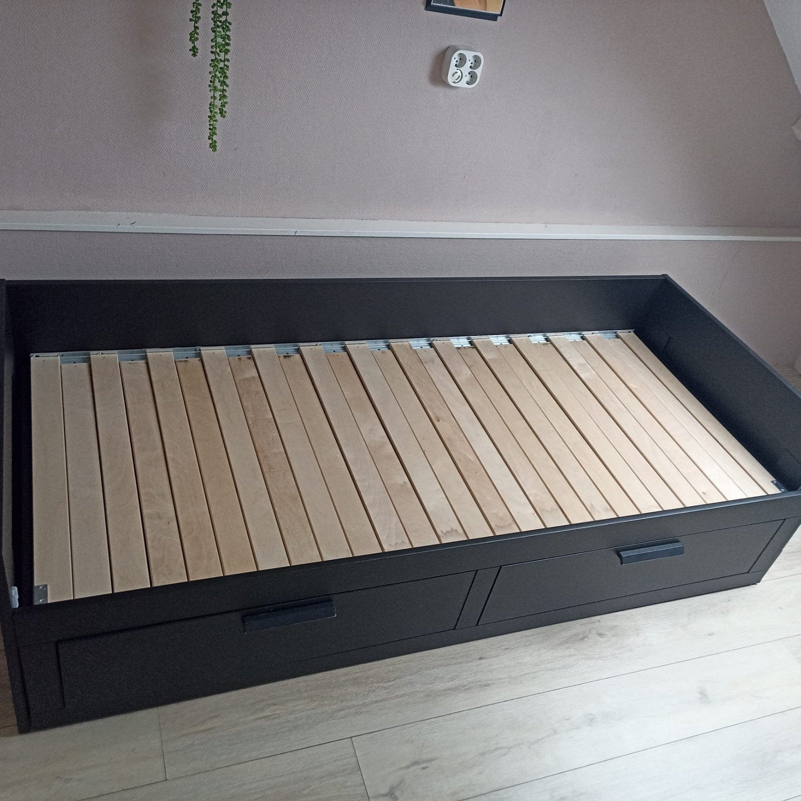 IKEA Brimnes Bedbank met Opberglades - Zwart, Ophalen, Gebruikt, Eenpersoons, Zwart