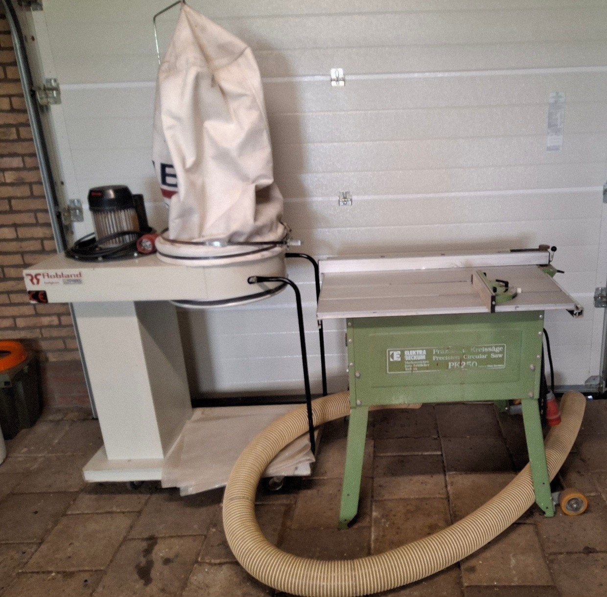 Elektra Beckum PK 250 zaagtafel met Robland houtmotafzuiging, Ophalen, Elektra Beckum, Gebruikt, Cirkelzaag