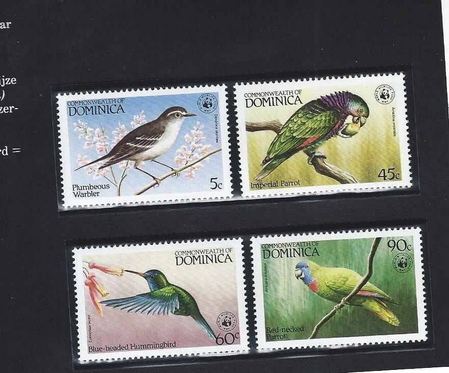Vogels Dominica wwf wnf bedreigde diersoorten, Ophalen of Verzenden, Postfris, Dier of Natuur