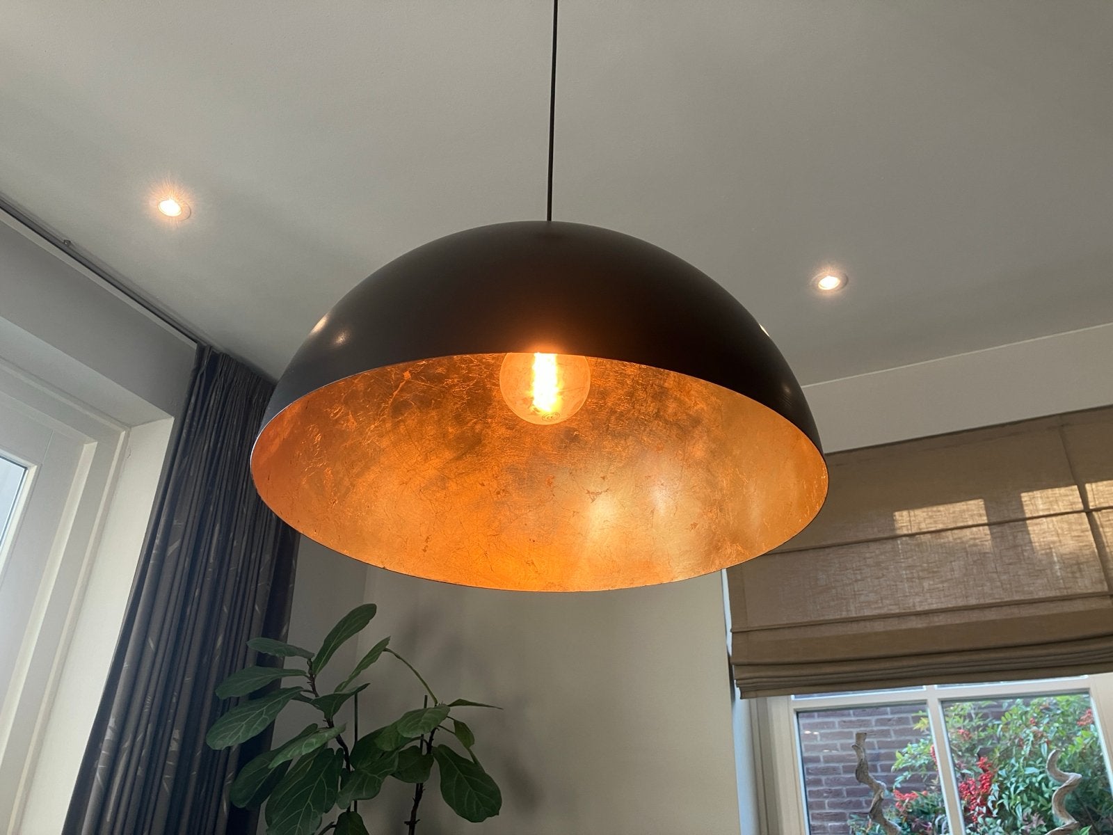 Design Zwart/Brons Hanglamp - Ø 52 cm, Huis en Inrichting, Lampen | Hanglampen, Ophalen, Zo goed als nieuw, Metaal, E27 (groot)