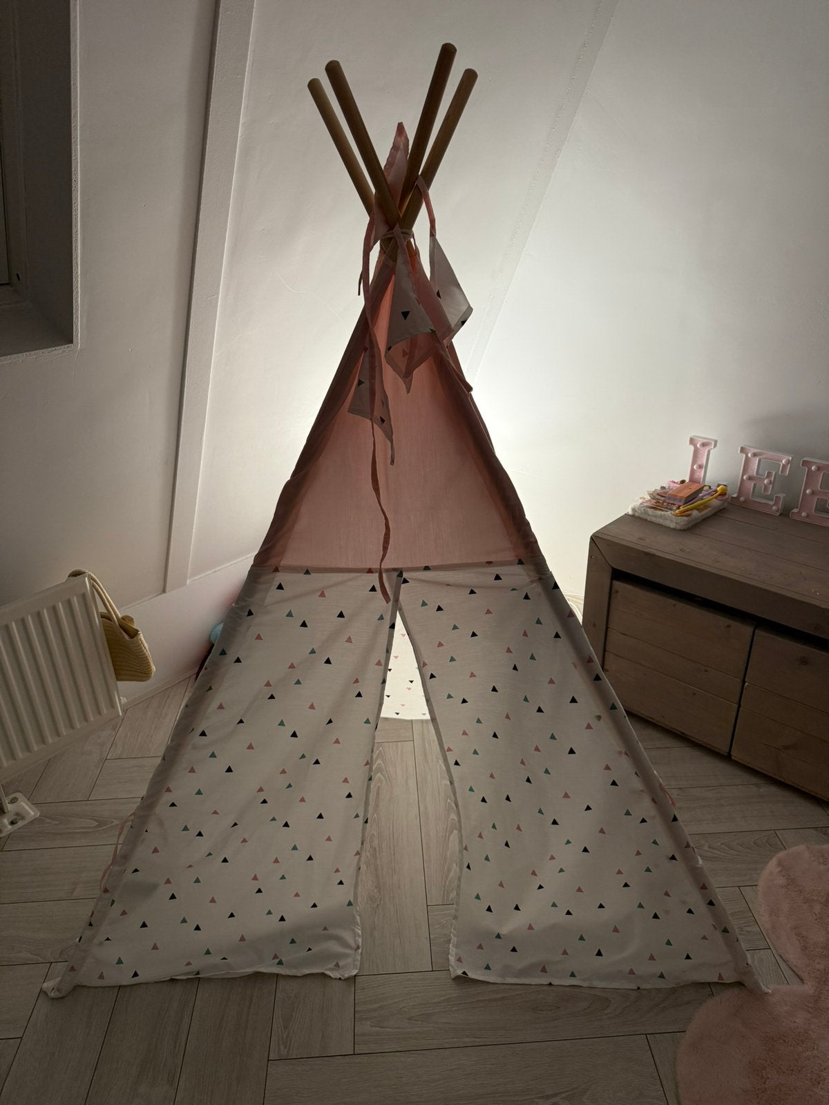Tipi tent roze met slingers en deken, Ophalen, Zo goed als nieuw