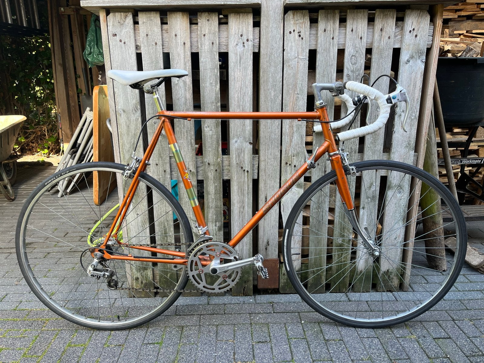 Vintage Shogun racefiets - Oranje, 28 inch, Gebruikt, Velgrem, 57 tot 61 cm